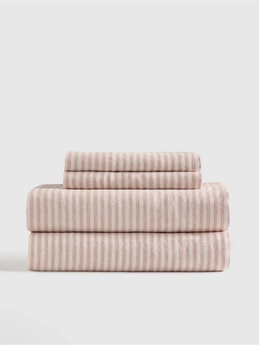 Quince NWOT European Linen Striped Sheet Set in Dusty Mauve Queen 1105